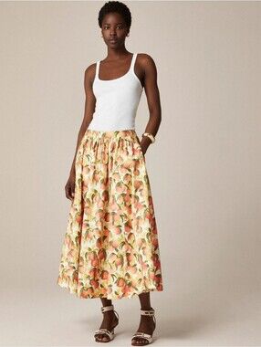 J.Crew A-Line Maxi Skirt in Peach Print